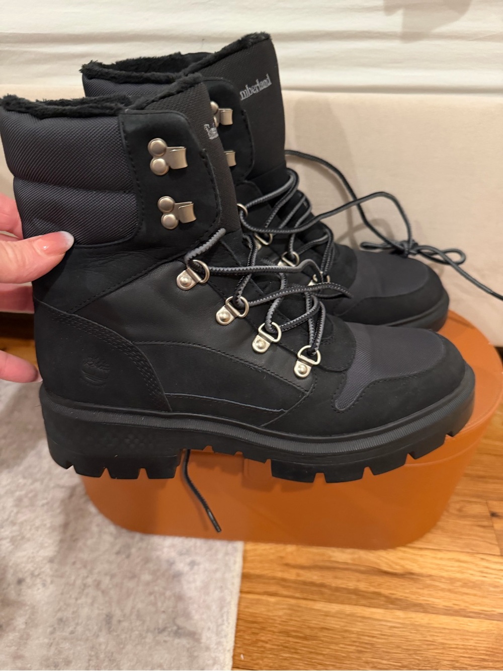 Timberland Women's Black Lace-Up Waterproof Winter Boots